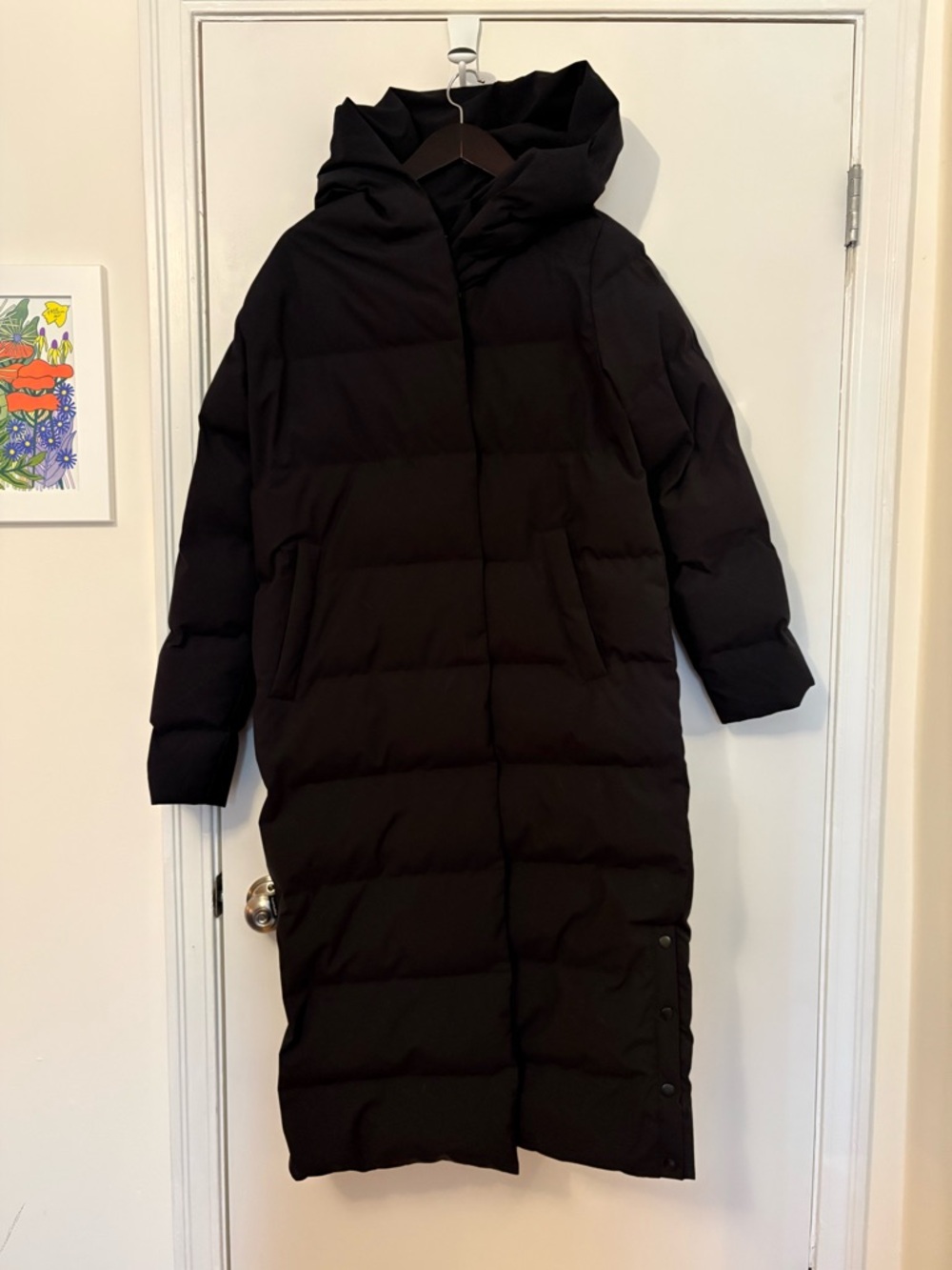 Frank & Oak long black puffer jacket